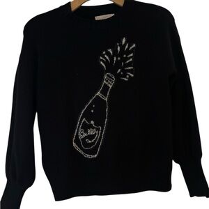 LOFT Black Knit “Bubbly” Bottle Sweater